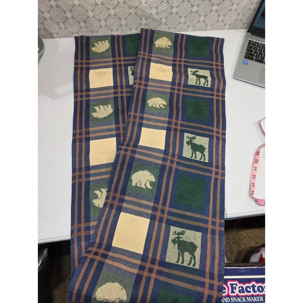 Cabin Bear Moose Tree Plaid Cotton Napkins Set of 5- 17